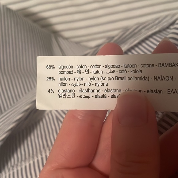 Zara blue white pinstripe cotton blend ankle pants size 10 - Picture 7 of 8